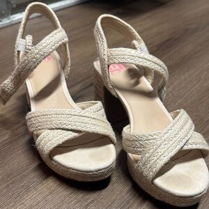 GB Girls Cream Strappy Dress Shoes